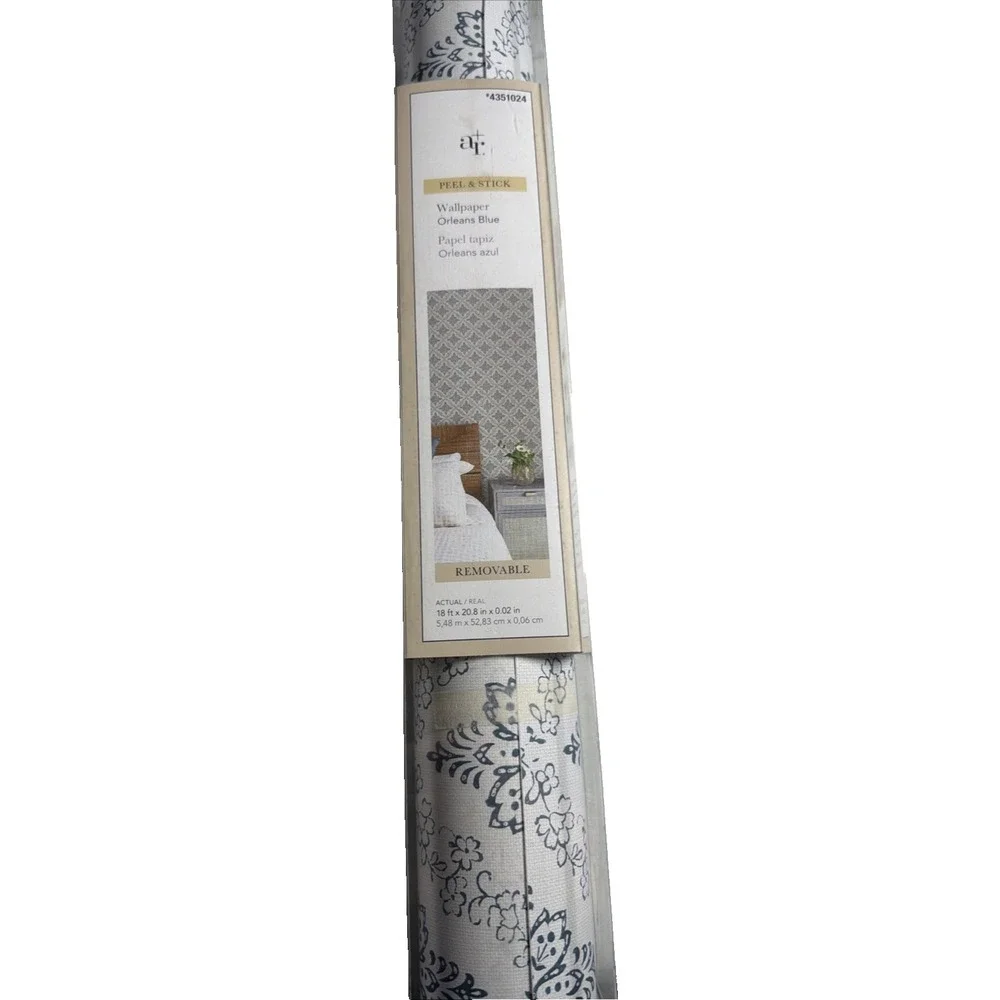 NIB AR Peel&stick Wallpaper Orleans Blue 18ftX20.8in Removable